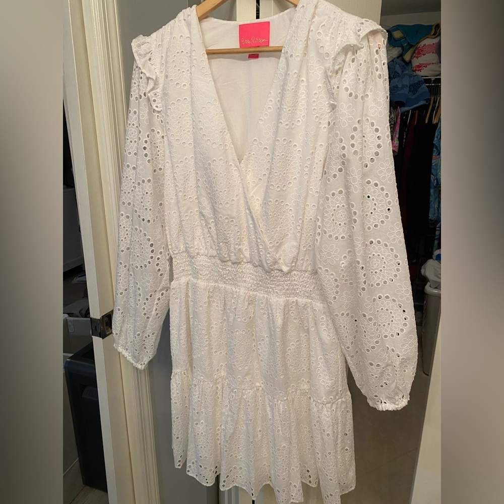 Lilly Pulitzer Taviana Eyelet Dress 16 EUC